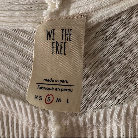 Free People We The Free Ivory Long Sleeve Cotton V Neck Top - Picture 4 of 16